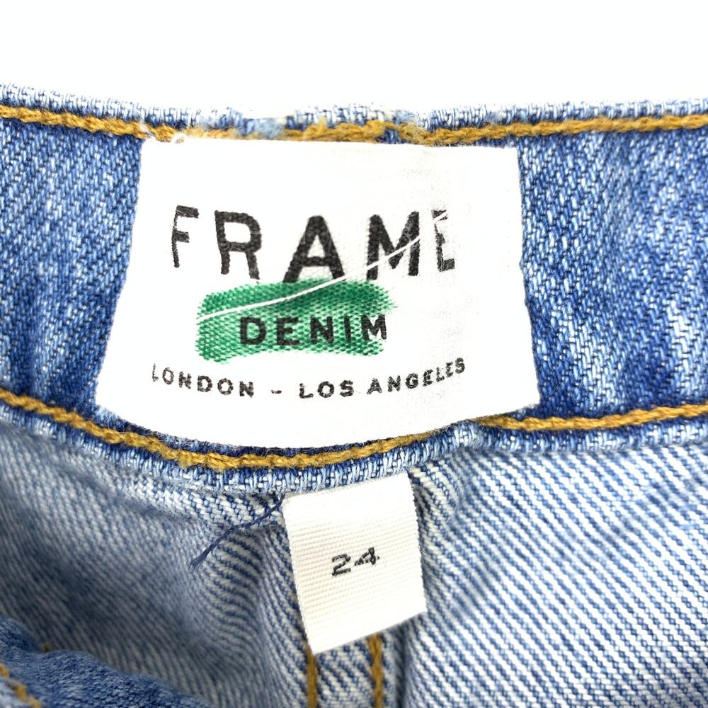 FRAME Women's Size 24 Blue Le Overlap Jeans Jett Light Wash High Rise Cropped - Picture 5 of 6